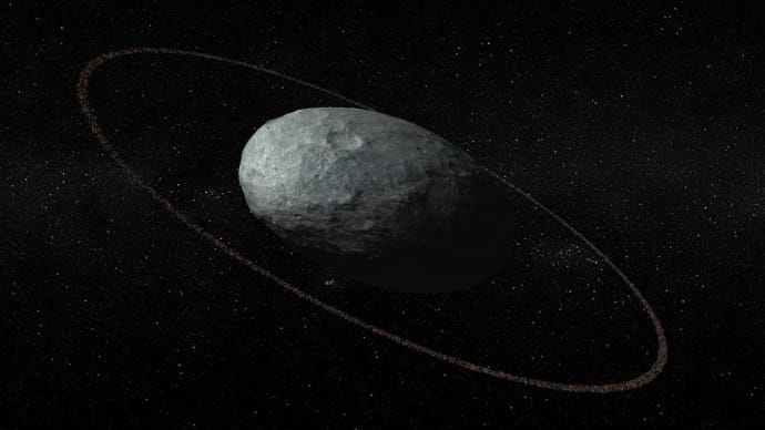 傾斜した衛星を備えた扁平体の周りのリングダイナミクス:ハウメアの場合
