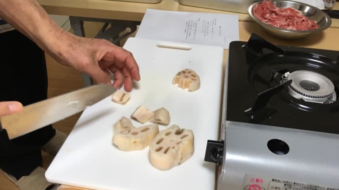 男の料理教室(^.^)豚肉レンコン