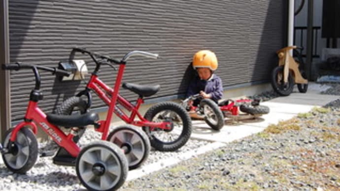 自転車の練習中
