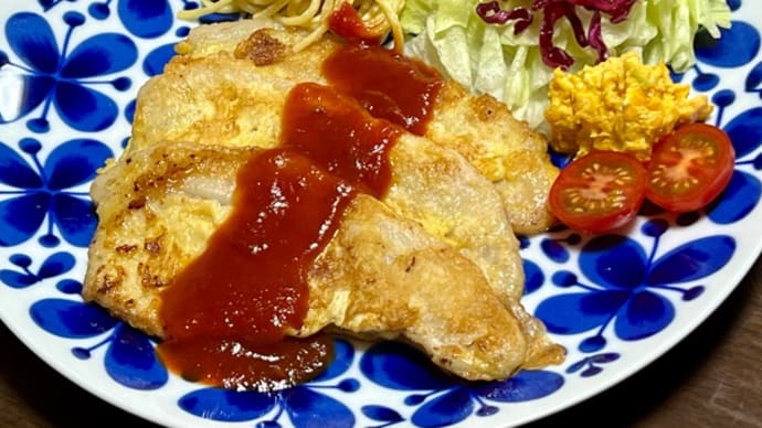 【晩ごはん】ポークピカタ*白菜の重ね蒸し