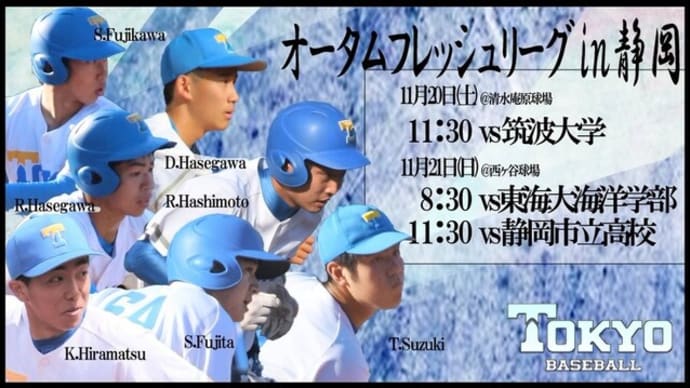 第4回大学野球オータムフレッシュリーグin静岡「東大、筑波大に惜敗」庵原球場・静岡県