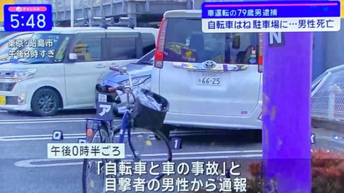 東京で馬鹿ジジイがワゴン車でチャリの男性を殺害