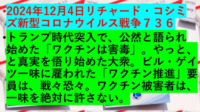 2024年12月4日リチャード・コシミズ新型コロナウイルス戦争736
