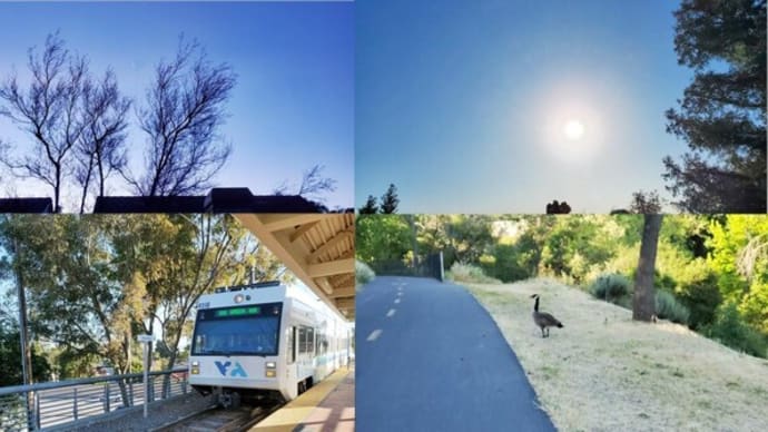2024年5月10日　昨朝の風景　San Joseにて　日の出前，日の出，通勤電車，散歩道