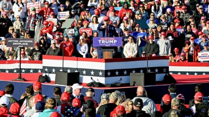 トランプ氏、民主党優勢なニュージャージー州の集会に数万人の支持者集める