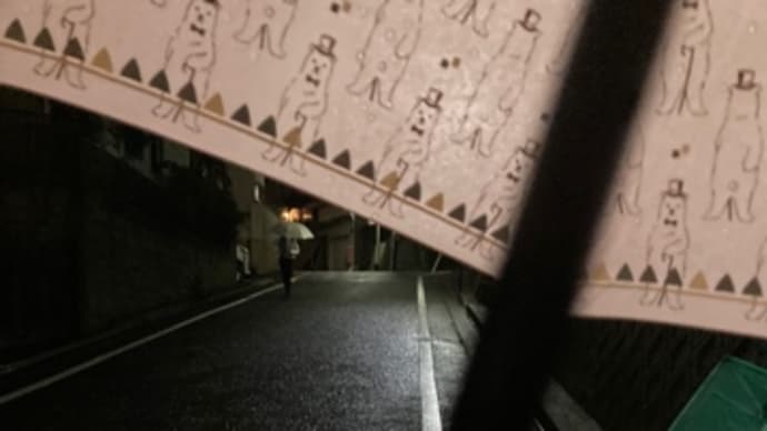 雨の中をとぼとぼ
