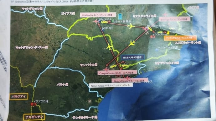 ブラジル国内移動予定図