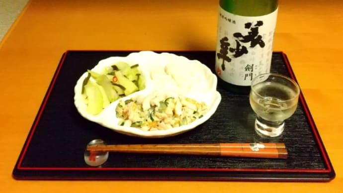 熊本県産食材の夕食と熊本県産のひやおろし