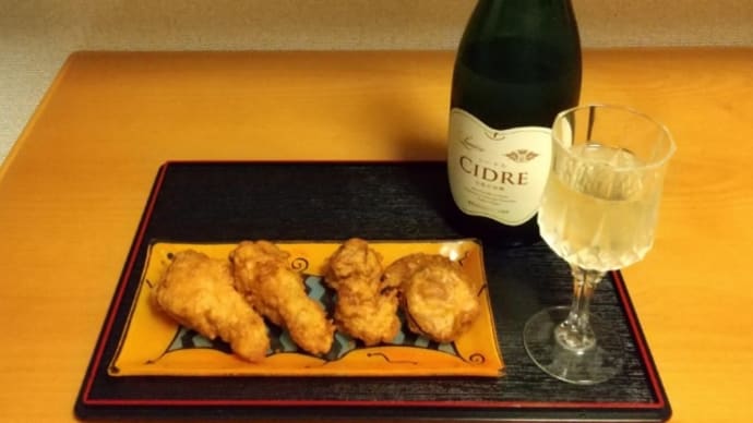 夕食と山梨林檎のシードル