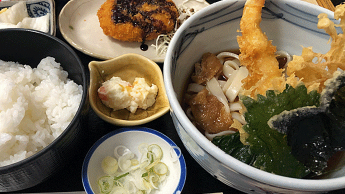 「摩留喜屋」 の天ころきしめん定食!