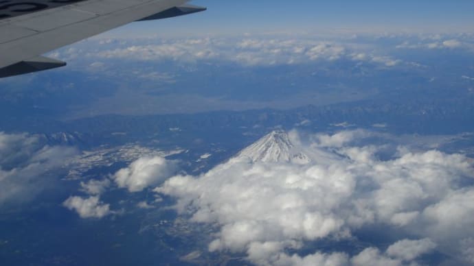 謹賀新年、上空からの富士山