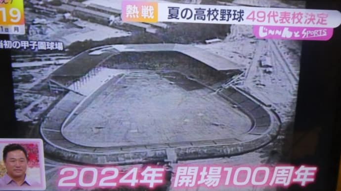 甲子園球場100周年と建設当初の甲子園球場の写真及び高校野球49代表校