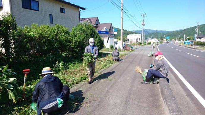 いわき石川線・遠野バイパスで草刈り作業