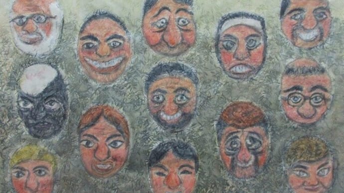 楽描き水彩画「エクアドルのお面」
