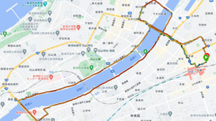 土曜日の信濃川沿いジョグ
