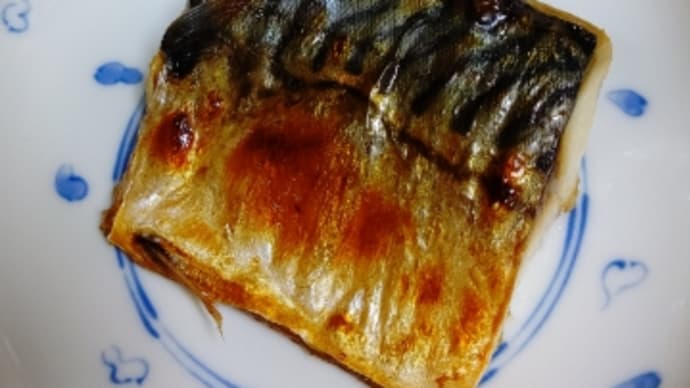 うちのごはん なすびとピーマンの炊いたんと塩サバ(^.^)