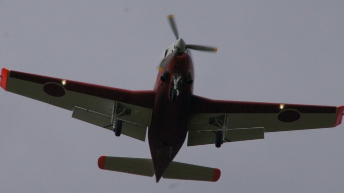 曇天の中飛行する航空自衛隊が運用する初等練習機T-7