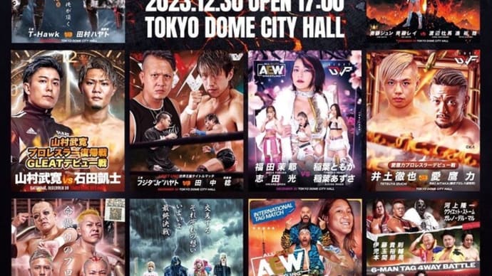 [GLEAT・TDCホール、G-REX戦・T-Hawk vs田村ハヤト、フジタ“Jr”ハヤトvs田中稔、愛鷹力vs井土徹也]12/30(土)GLEAT Ver.7 東京・TDCホール