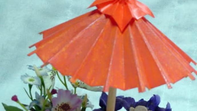 ドールハウスの紫陽花と傘