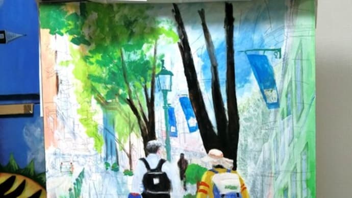 「神戸旧居留地を歩く」の絵をF30号に描き始めました