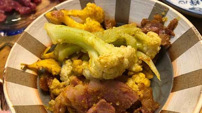 我が家産カリフラワーのカレー炒め! 美味~い!