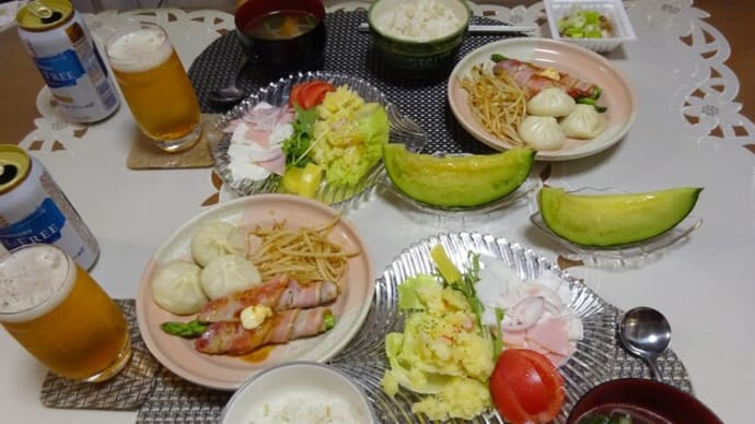 肉巻きとベーコン巻き晩ご飯、やってしまった…‼