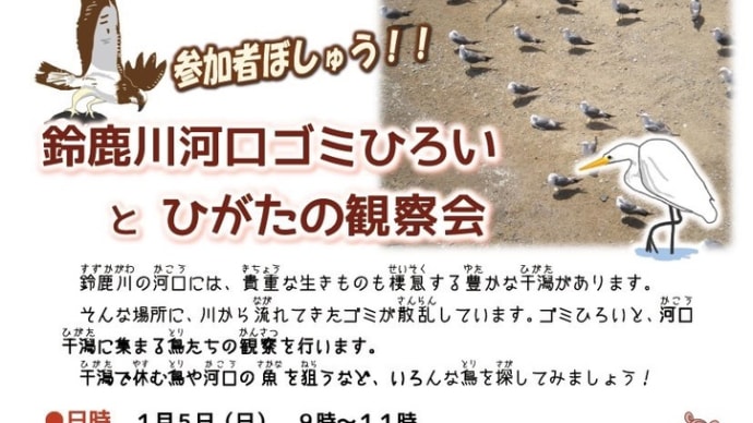 鈴鹿川河口ゴミひろいとひがたの観察会2020