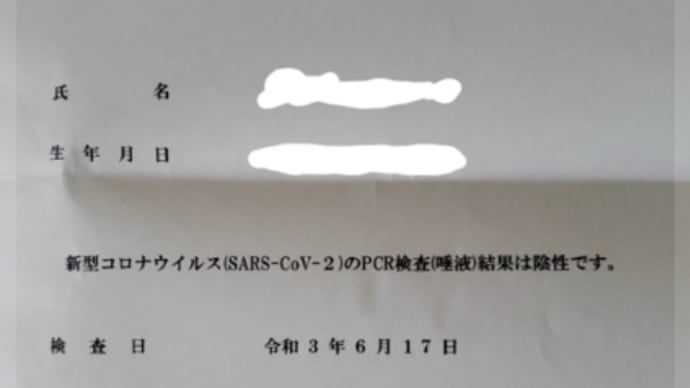 PCR検査陰性
