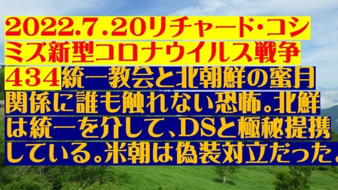 2022.7.20リチャード・コシミズ新型コロナウイルス戦争434動画を公開します。