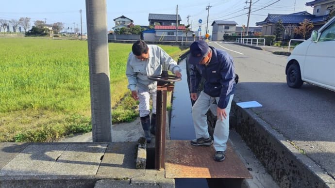 農業用水の水門点検と水揚げ2024