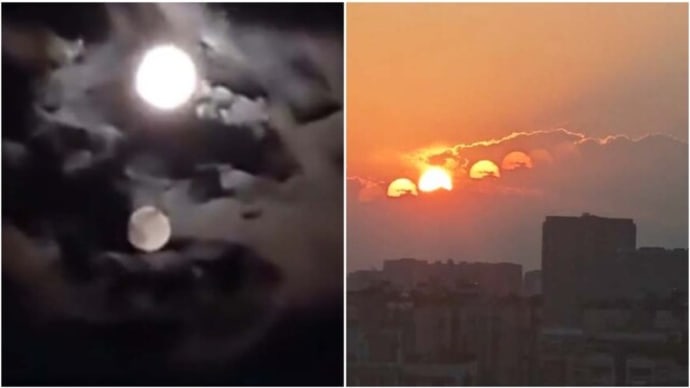 【動画あり】中国の空で 「2つの月」 「7つの太陽」が同じ日に出現