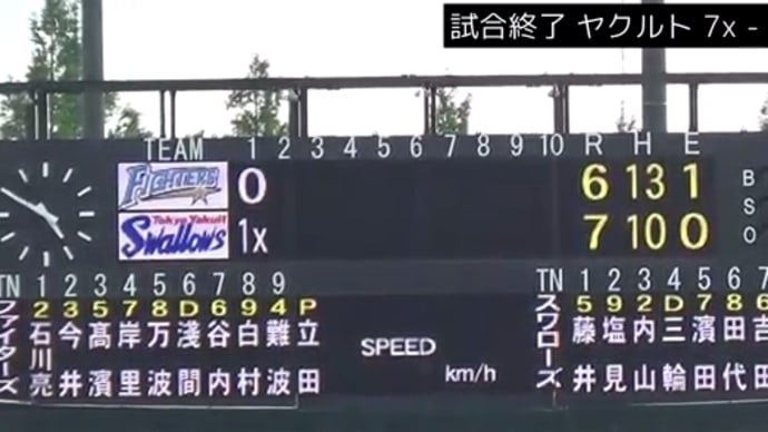 イースタン・ヤクルトvs日本ハム 試合結果。(8/31)