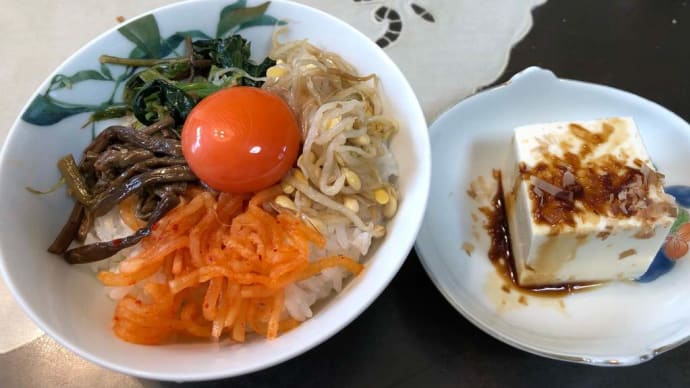 7/27の昼ご飯 ビビンバと冷奴