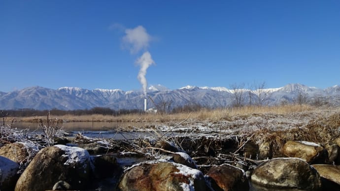 雪の朝の定点パトロール ~ 御宝田遊水池