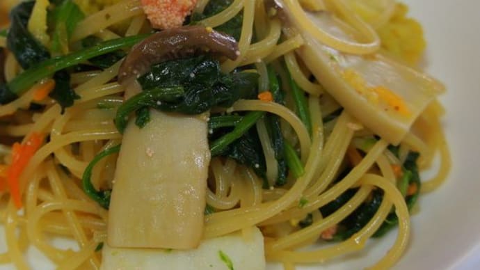 烏賊とホウレン草のパスタ