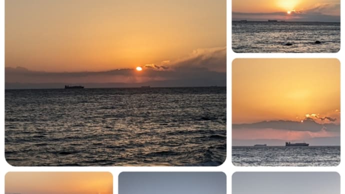 夕陽のつぶて浦へ