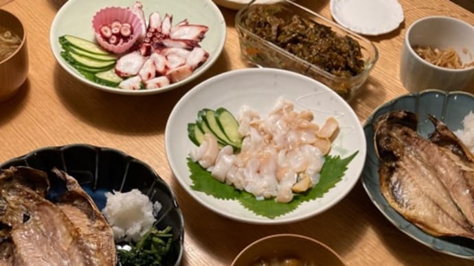 弟孫ちゃんが一人でお泊まり・魚介盛りだくさんの夕食