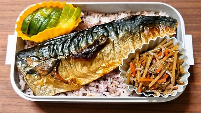 今日の手作り弁当(雑穀ごはんの焼きさば弁当)(2025年5月14日)
