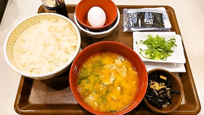 すき家（浦安駅前店）で納豆たまかけ朝食（ごはん並）＋とん汁に変更（2023年5月28日）