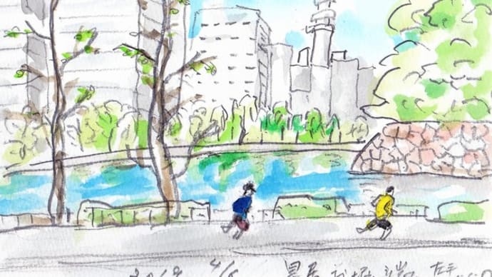 皇居 お堀端のジョギング風景