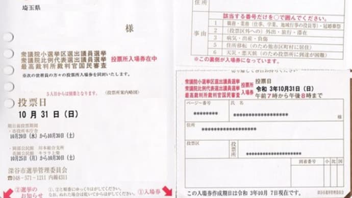 2021年10月29日 衆議院選挙 期日前投票