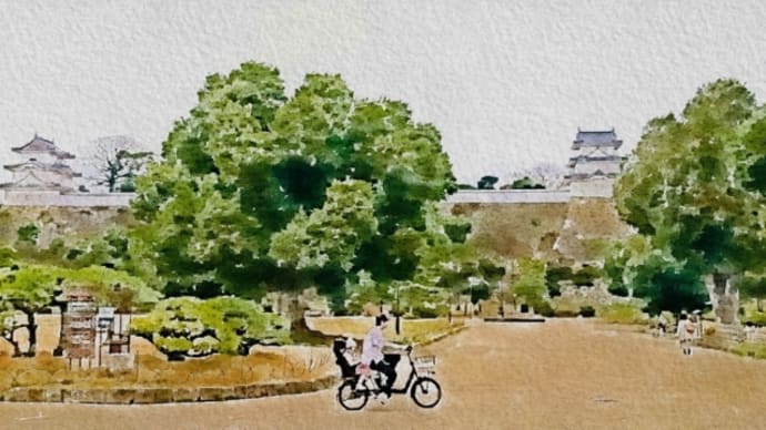 明石城と自転車🚲