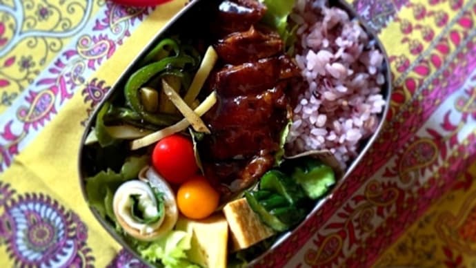 私弁⭐︎鶏ももソテーバルサミコソース弁当♪