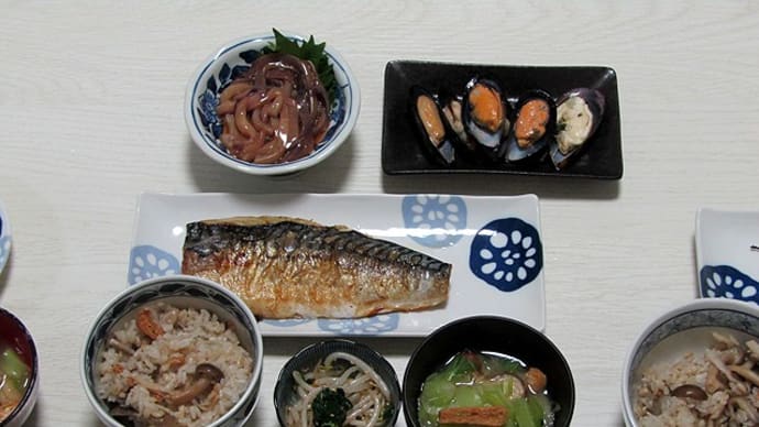 6月11日きのこごはん&焼き鯖定食飲酒。