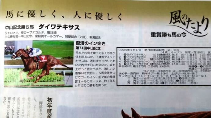 JRAからの贈り物 週刊ギャロップ 第95回中山記念