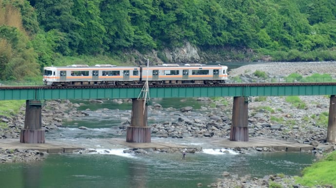 梅雨の6月・・・飛騨川の畔・・・下呂・・・JR高山本線を・・・キハ25気動車が走る