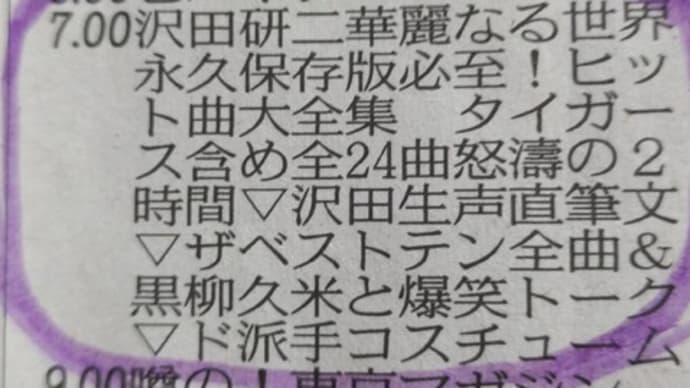 「沢田研二華麗なる世界」BS-TBSで再放送