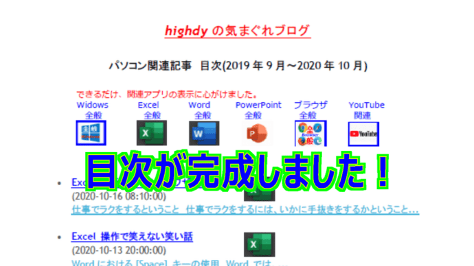 目次が完成しました!