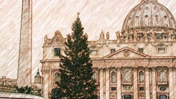 サンピエトロ大聖堂前のクリスマスツリー