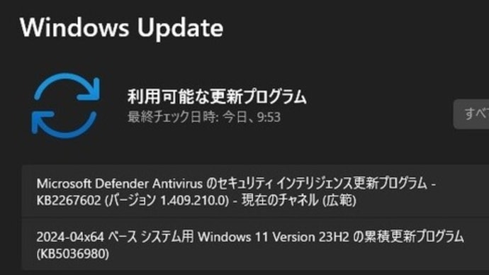 Windows 11 Release Preview チャンネル に 累積更新(KB5036980) が配信されてきました。